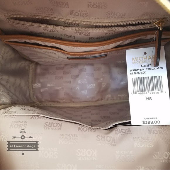 NWT Michael Kors Abbey Large Backpack Vanilla Bag - Picture 5 of 8